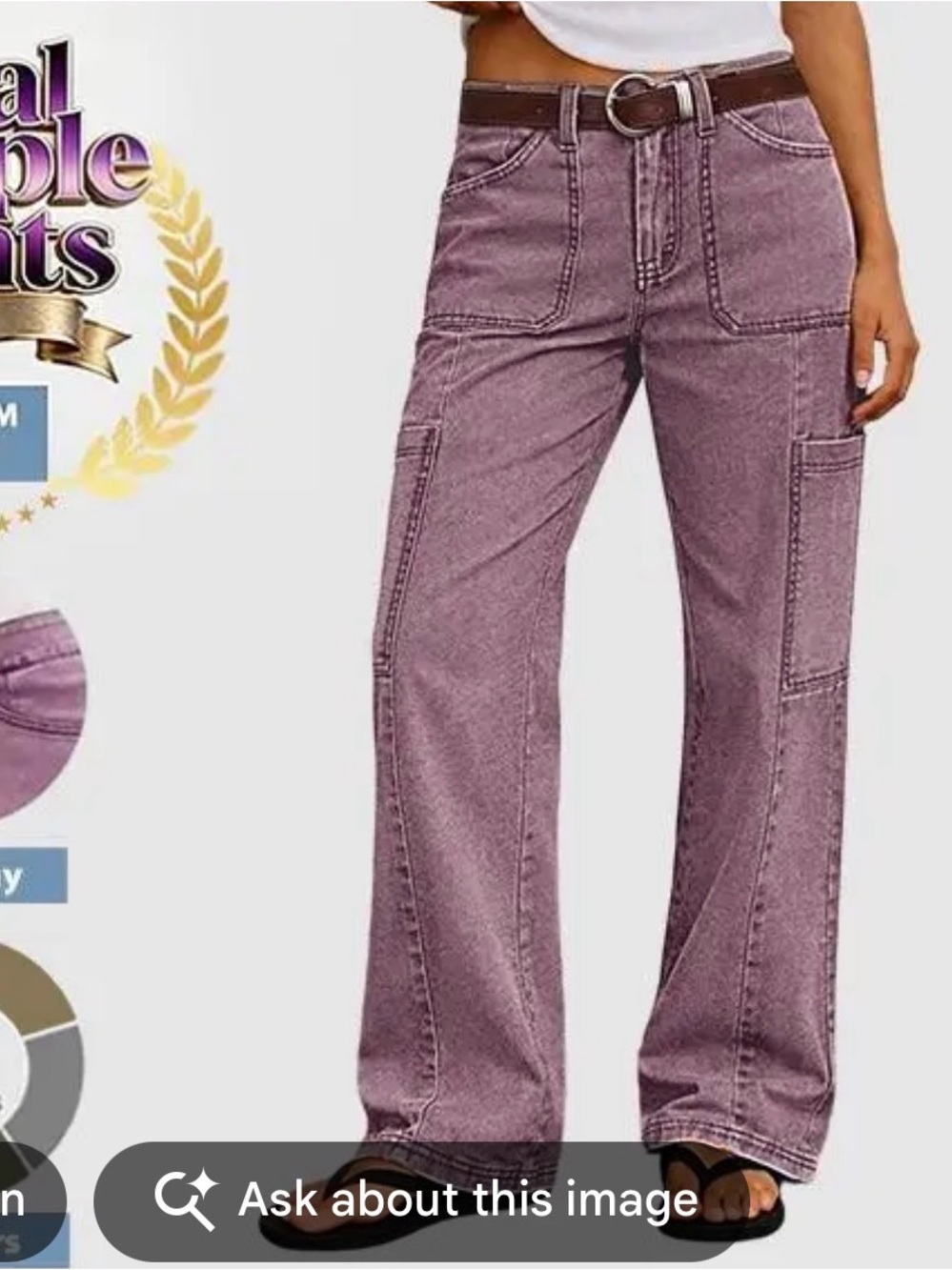 Flamingals Straight Leg Cargo Pants Purple NWT